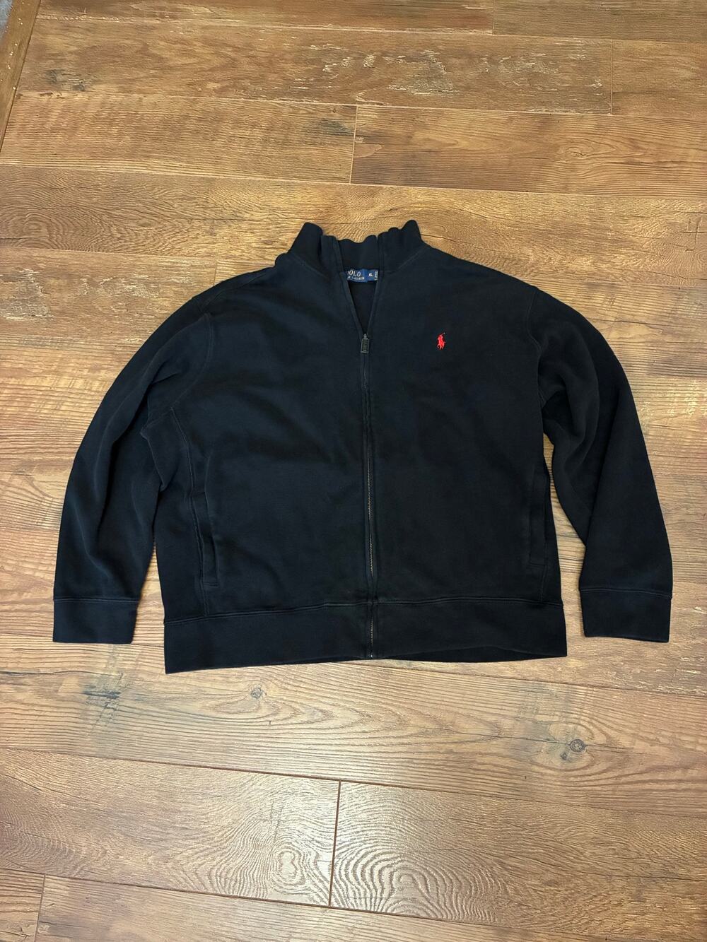 Polo Ralph Lauren Full Zip Black Sweater with Red Logo XL